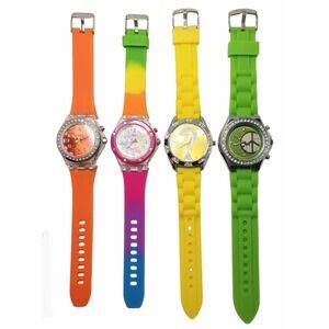 Lot of 4 Quartz Watches w/ Silicone Bands Finesse, Geneva, & Accutime Watch Corp